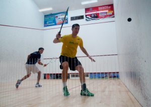 Defending champion Chris Binnie of Jamaica was able to get past Micah Franklin of Bermuda 11-6, 7-11, 11-3, 5-11, 11-7 in the quarterfinals of the 22nd Senior Caribbean Squash Championships in Barbados. 