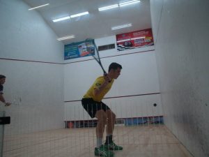 Chris BINNIE(JAM) in action during the early rounds of the XXII Senior CASA Squash Championships in Barbados